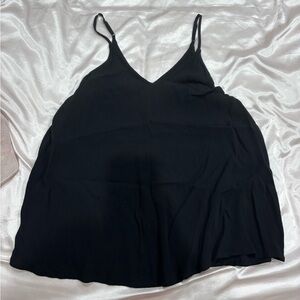 Black V-Neck Spaghetti Strap Women's Tank Top